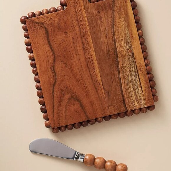 Anthropologie Spindle-Edge Mini Cheese Board & Knife - Picture 2 of 7